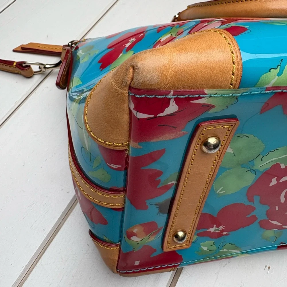 Dooney & Bourke Blue Floral Satchel Handbag - Picture 17 of 17